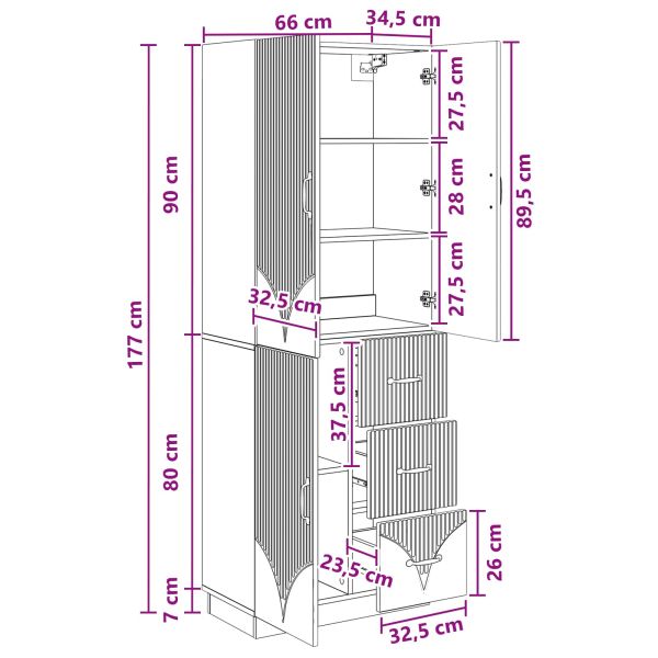 Комплект шкафове 2 pcs Черно Инженерна дървесина