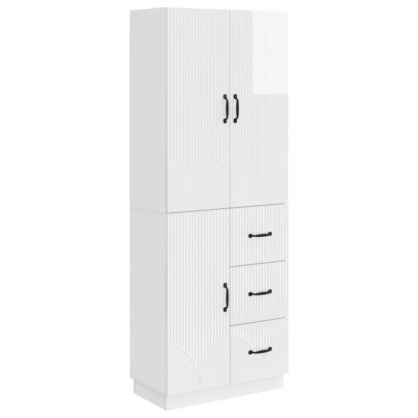 Комплект шкафове 2 pcs Бял гланц Инженерна дървесина