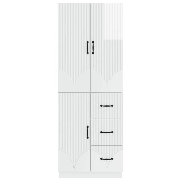 Комплект шкафове 2 pcs Бял гланц Инженерна дървесина