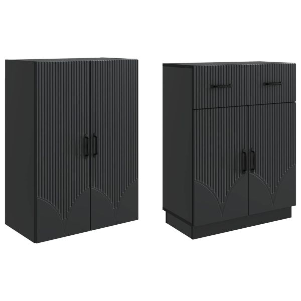 Комплект шкафове 2 pcs Черно Инженерна дървесина