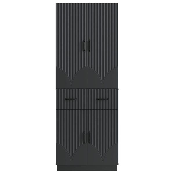 Комплект шкафове 2 pcs Черно Инженерна дървесина