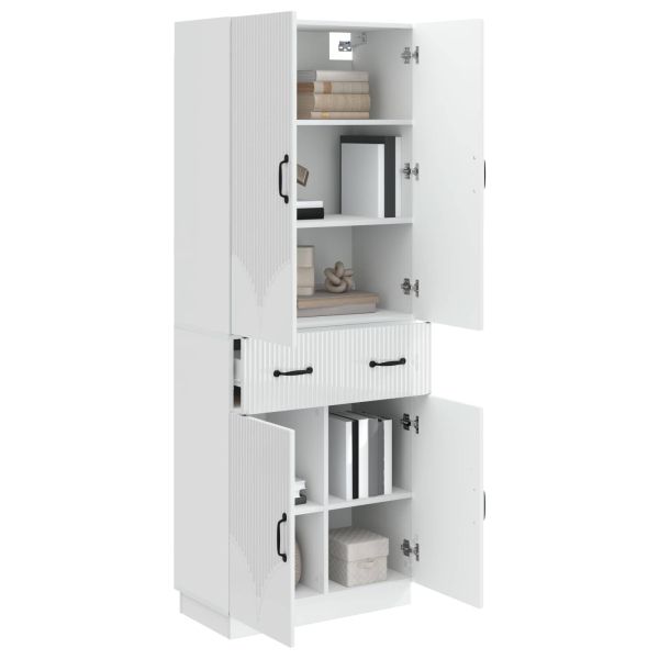 Комплект шкафове 2 pcs Бял гланц Инженерна дървесина