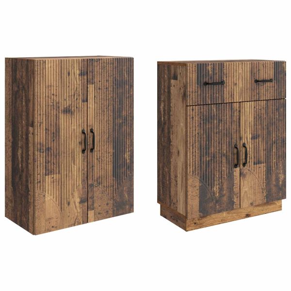 Комплект шкафове 2 pcs Старо дърво Инженерна дървесина