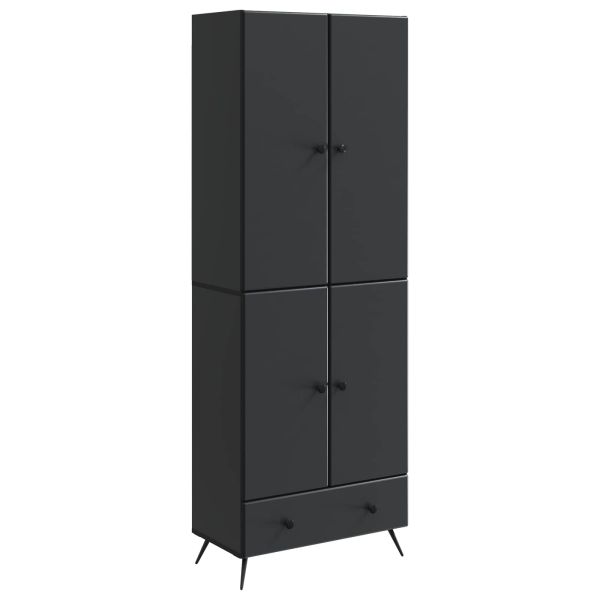 Комплект шкафове 2 pcs Черно Инженерна дървесина