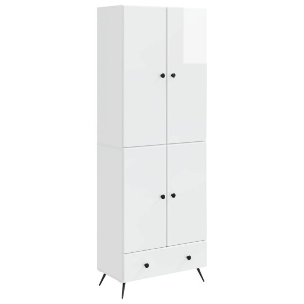 Комплект шкафове 2 pcs Бял гланц Инженерна дървесина