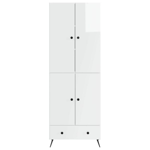 Комплект шкафове 2 pcs Бял гланц Инженерна дървесина