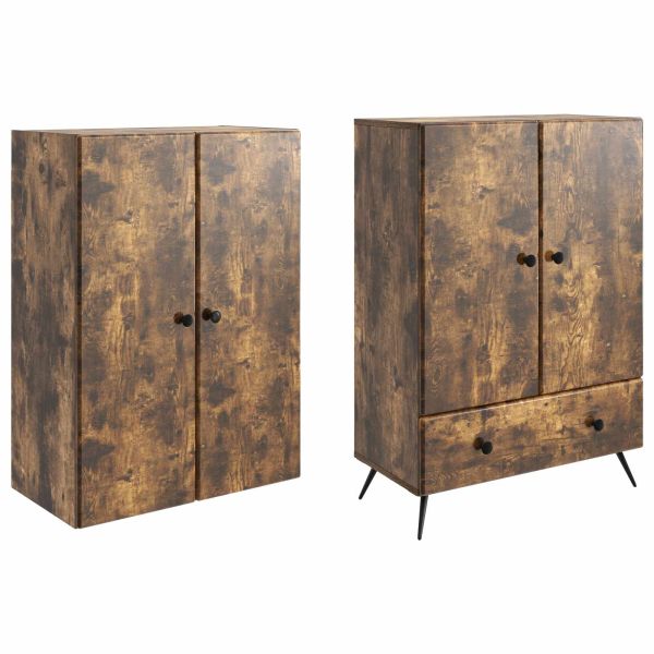 Комплект шкафове 2 pcs Опушен дъб Инженерна дървесина