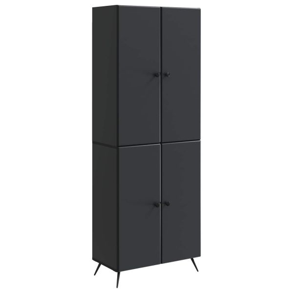 Комплект шкафове 2 pcs Черно Инженерна дървесина