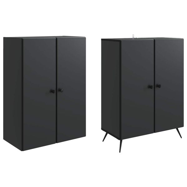 Комплект шкафове 2 pcs Черно Инженерна дървесина