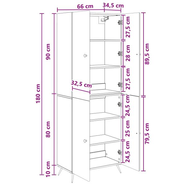 Комплект шкафове 2 pcs Черно Инженерна дървесина