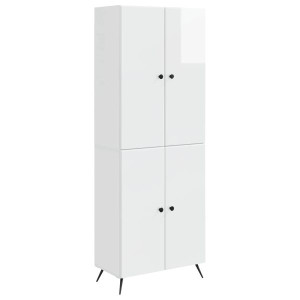 Комплект шкафове 2 pcs Бял гланц Инженерна дървесина
