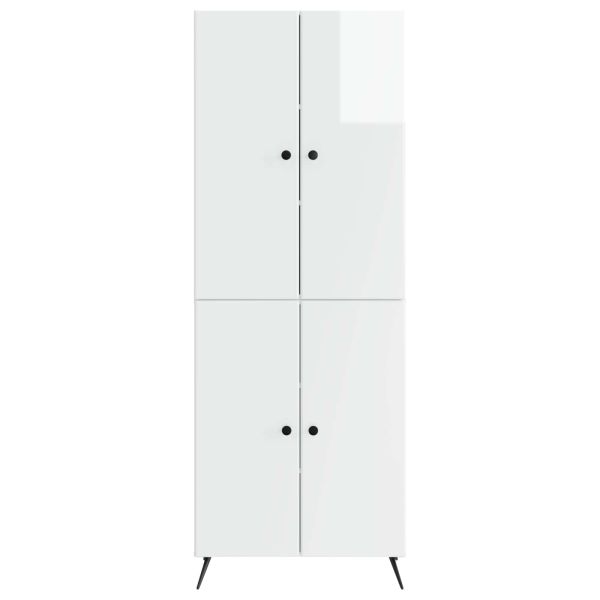 Комплект шкафове 2 pcs Бял гланц Инженерна дървесина