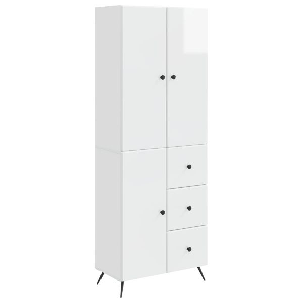 Комплект шкафове 2 pcs Бял гланц Инженерна дървесина