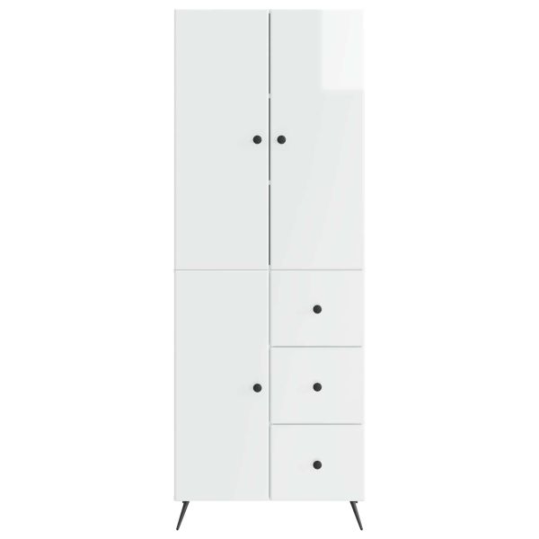 Комплект шкафове 2 pcs Бял гланц Инженерна дървесина