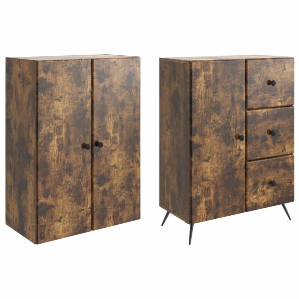 Комплект шкафове 2 pcs Опушен дъб Инженерна дървесина