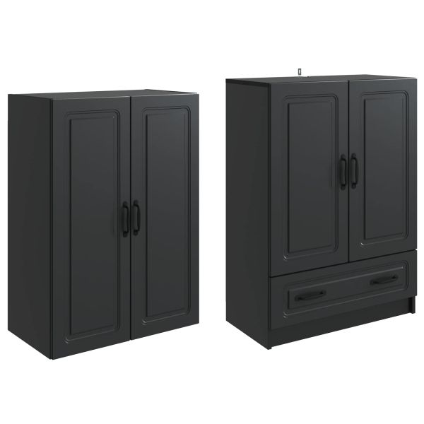 Комплект шкафове 2 pcs Черно Инженерна дървесина