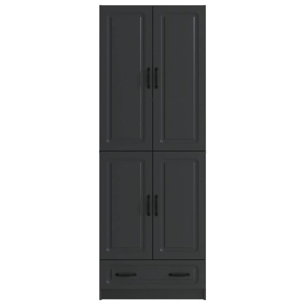 Комплект шкафове 2 pcs Черно Инженерна дървесина