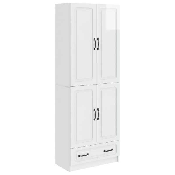 Комплект шкафове 2 pcs Бял гланц Инженерна дървесина