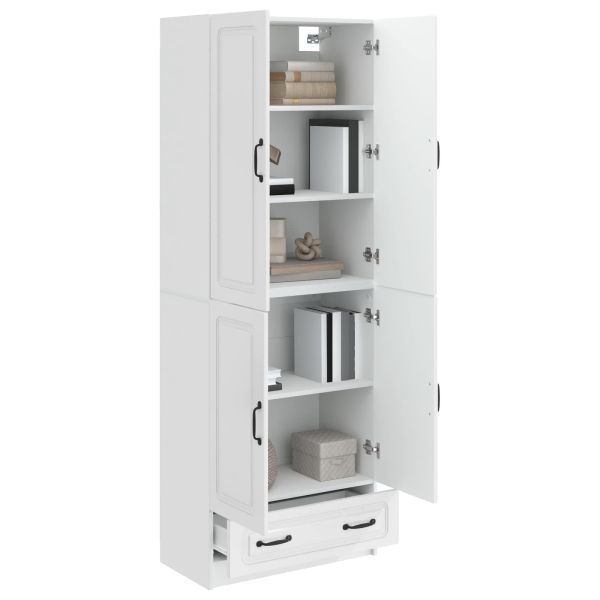 Комплект шкафове 2 pcs Бял гланц Инженерна дървесина