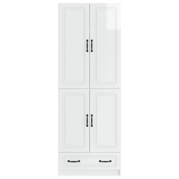 Комплект шкафове 2 pcs Бял гланц Инженерна дървесина
