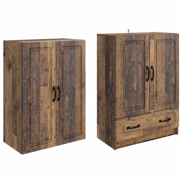 Комплект шкафове 2 pcs Старо дърво Инженерна дървесина