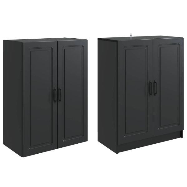 Комплект шкафове 2 pcs Черно Инженерна дървесина