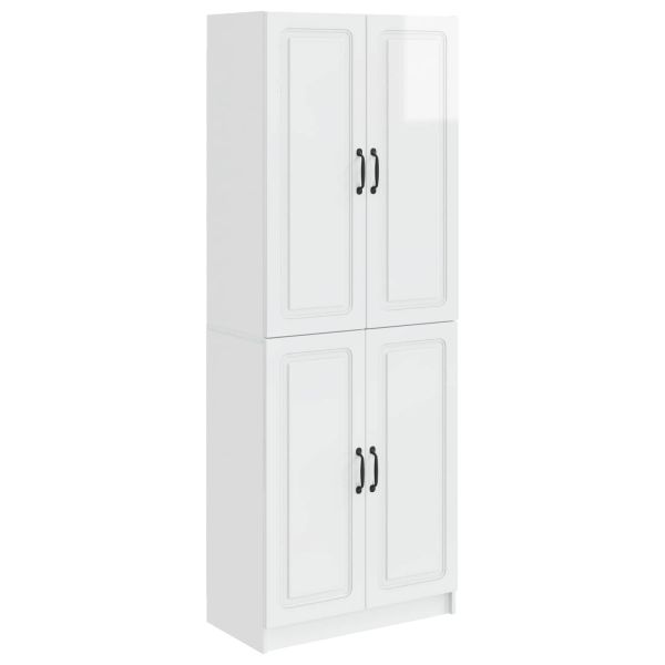 Комплект шкафове 2 pcs Бял гланц Инженерна дървесина