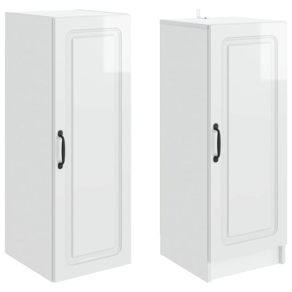 Комплект шкафове 2 pcs Бял гланц Инженерна дървесина