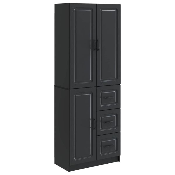 Комплект шкафове 2 pcs Черно Инженерна дървесина