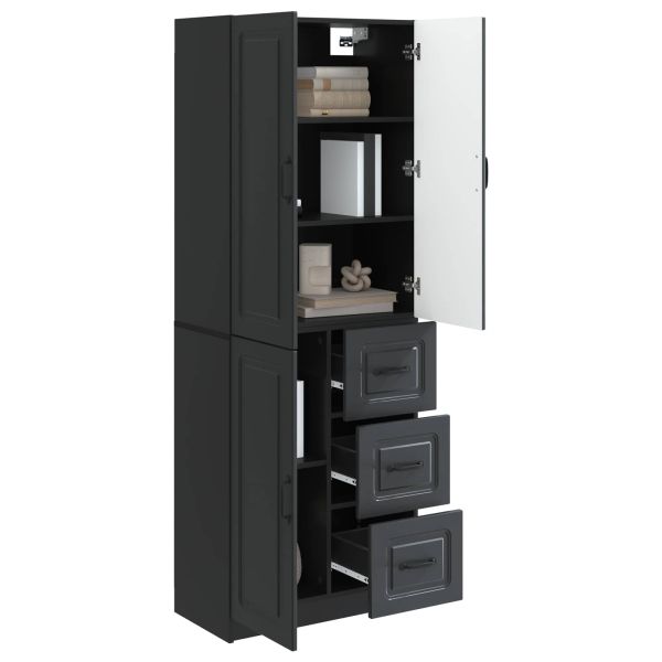 Комплект шкафове 2 pcs Черно Инженерна дървесина