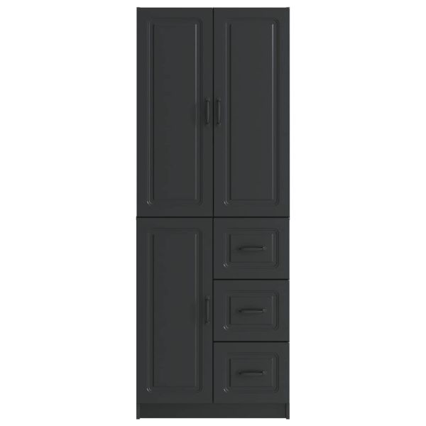 Комплект шкафове 2 pcs Черно Инженерна дървесина