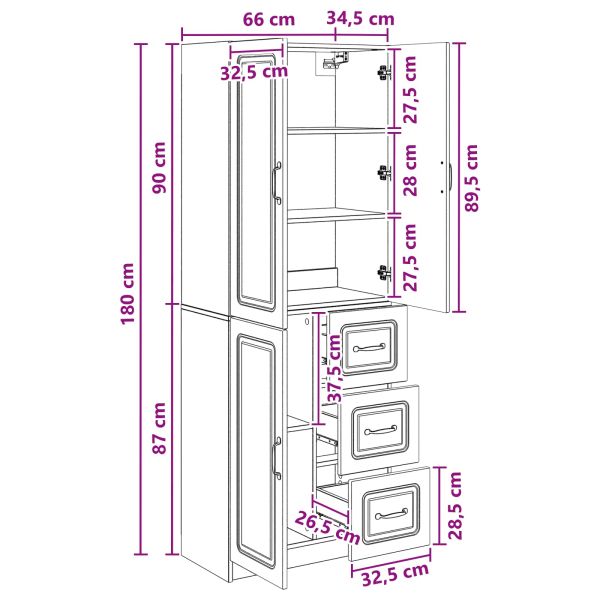 Комплект шкафове 2 pcs Черно Инженерна дървесина