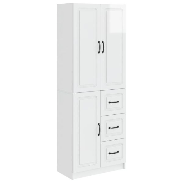 Комплект шкафове 2 pcs Бял гланц Инженерна дървесина