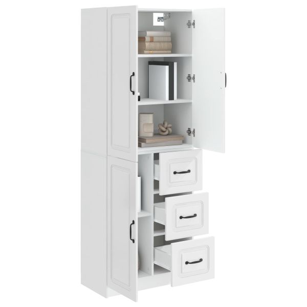 Комплект шкафове 2 pcs Бял гланц Инженерна дървесина