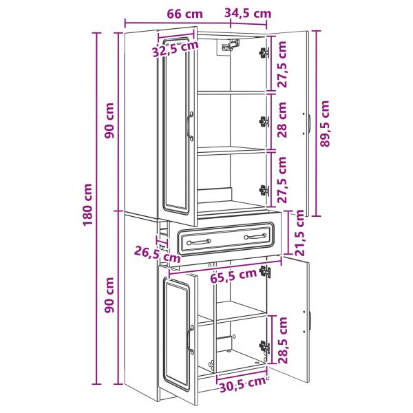Комплект шкафове 2 pcs Черно Инженерна дървесина