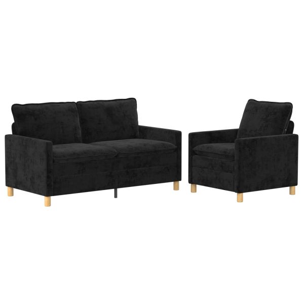 Комплект дивани 2 pcs Черно Полиестер