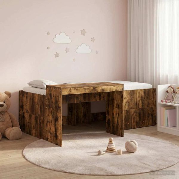 Детско легло с височина и бюро Опушен дъб 80 x 200 cm