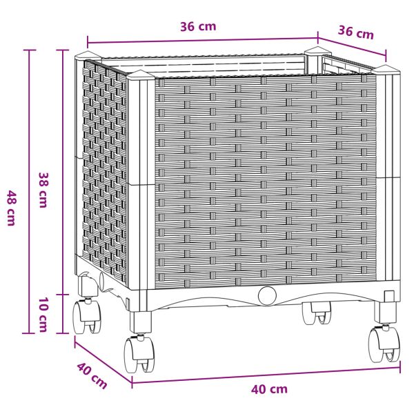 Градинска саксия с колела Синьо сиво 40 x 40 x 48 см ПП
