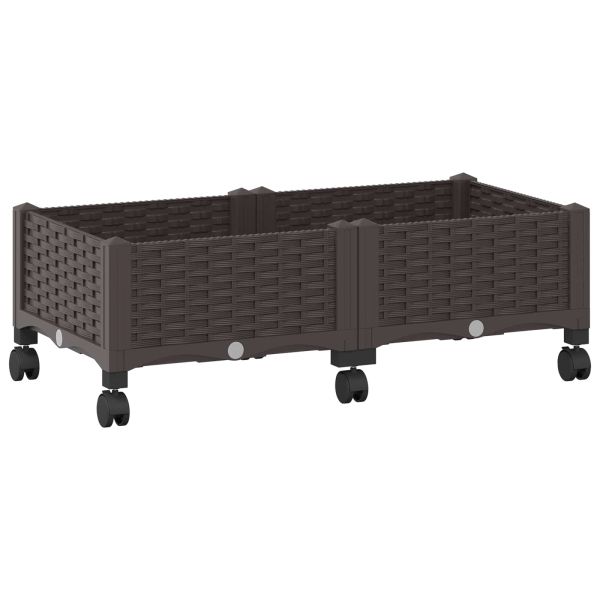 Градинска саксия с колела Кафяво 80 x 40 x 29 см ПП