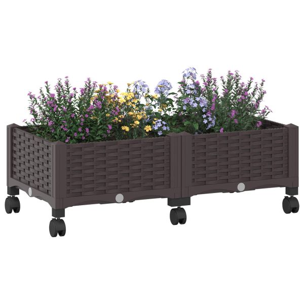 Градинска саксия с колела Кафяво 80 x 40 x 29 см ПП