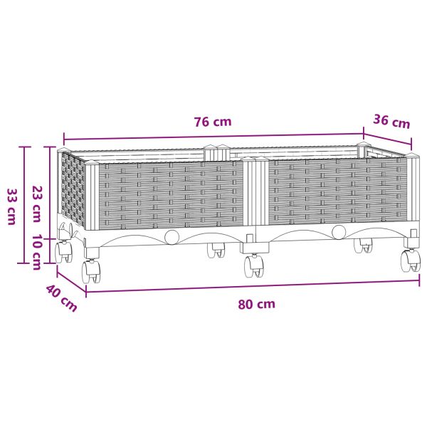 Градинска саксия с колела Синьо сиво 80 x 40 x 33 см ПП