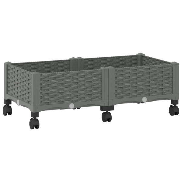 Градинска саксия с колела Светлосиво 80 x 40 x 33 см ПП