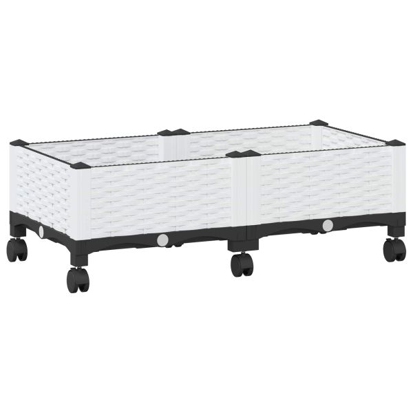Градинска саксия с колела Бяло 80 x 40 x 33 см ПП
