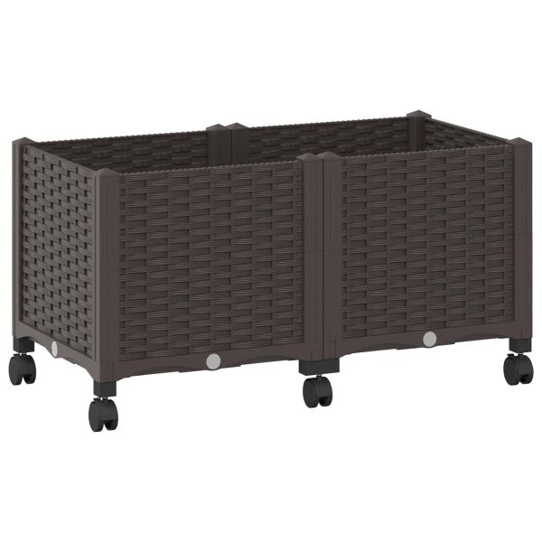 Градинска саксия с колела Кафяво 80 x 40 x 44 см ПП