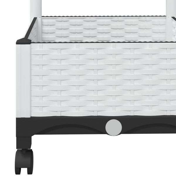 Градински сандък с решетка и колела Бяло 80 x 40 x 131,5 см ПП