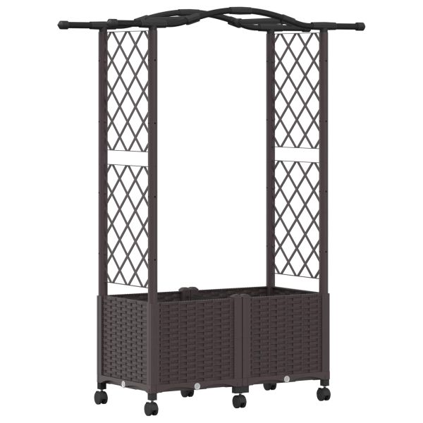 Повдигнато легло с решетка и покривка Кафяво 125 x 40 x 144 см