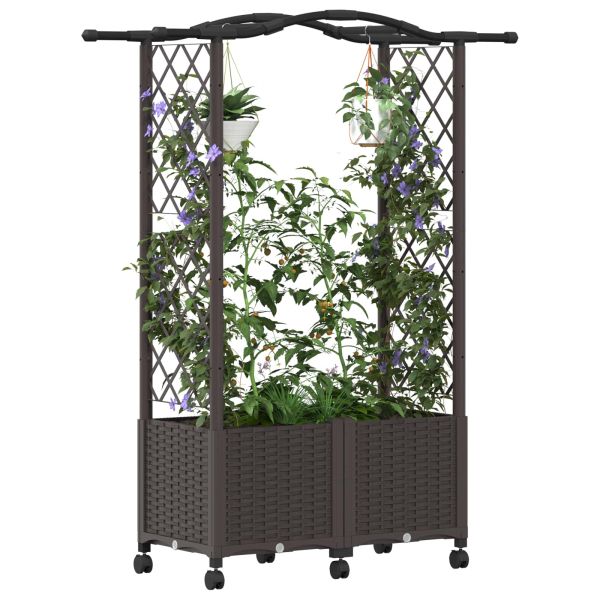 Повдигнато легло с решетка и покривка Кафяво 125 x 40 x 144 см