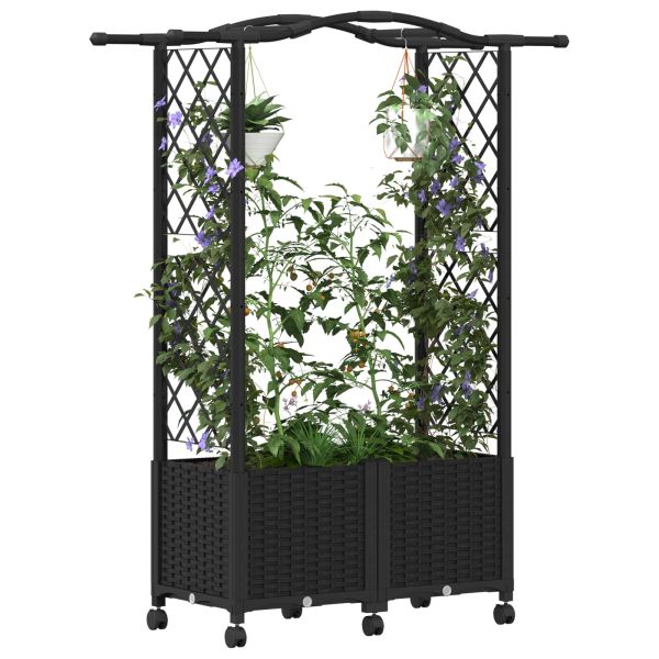Повдигнато легло с решетка и покривка Черно 125 x 40 x 144 см