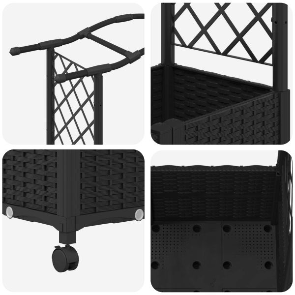 Повдигнато легло с решетка и покривка Черно 125 x 40 x 144 см