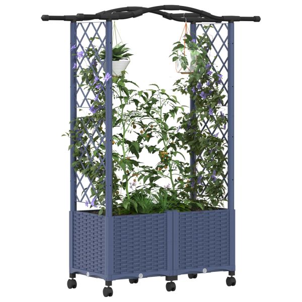 Повдигнато легло с решетка и покривка Сиво 125 x 40 x 144 см ПП